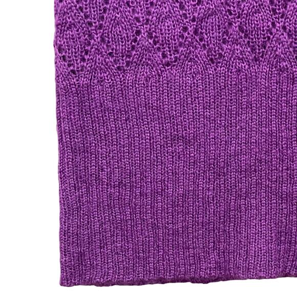 Y2K Delias Purple Size XS Deep V Sweater Knit Long Vest Cap Sleeve Mohair Blend - Picture 6 of 8